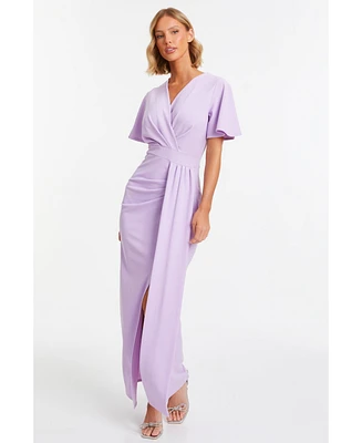 Quiz Women's Short Sleeve Wrap Maxi Dress