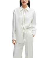 Boss by Hugo Boss Women's Ladder-Lace Trim Long-Sleeved Blouse