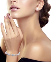 2-Pc. Set Multicolor Cultured Freshwater Pearl (7mm) & Crystal Bracelet Complementing White Stud Earrings Sterlin