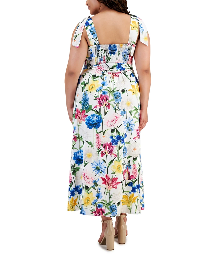 Anne Klein Plus Floral Square-Neck Maxi Dress