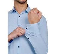 Men's Recycled Slim Fit Micro Texture Performance Stretch Cooling Comfort Dress Shirt