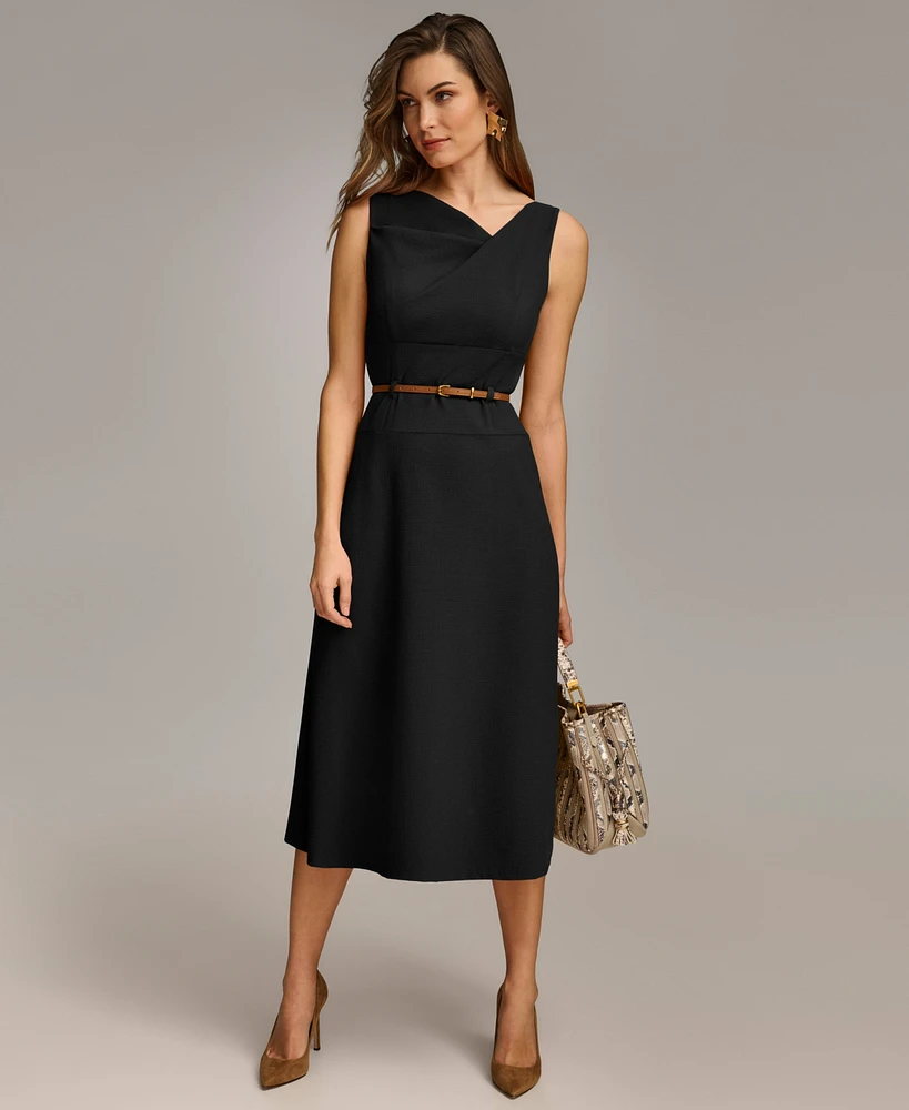 Donna Karan Women's Belted Asymmetric Midi Dress