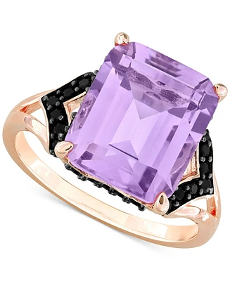 Pink Amethyst (5-7/8 ct. t.w.) & Black Sapphire (3/8 Statement Ring Rose-Plated Sterling Silver