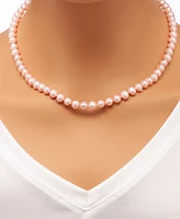 Cultured Freshwater Pearl Necklace (7-7 1/2mm) and Drop Earrings (7x9mm) Set Sterling Silver