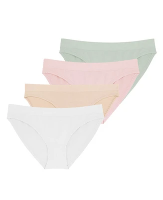 Dorina Women's Rosanne 4 Pk. Seamless Soft Touch Fabric Brief Panties