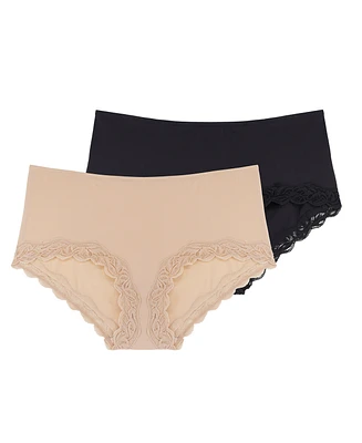 Dorina Women's Evie Micro and Lace 2 Pc. High Rise Brief Panties