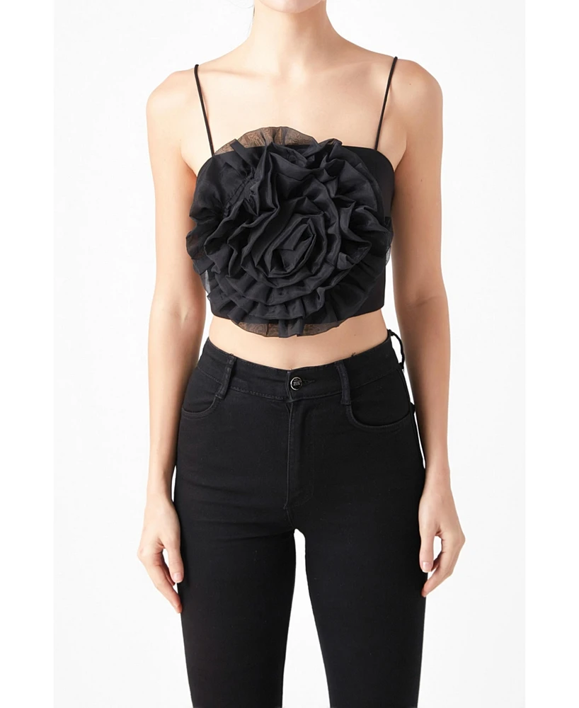 endless rose Women's Organza Flower Top