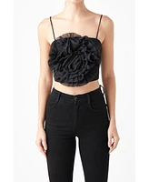 endless rose Women's Organza Flower Top