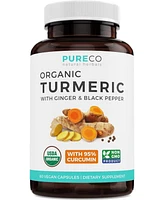 Pure Co Usda Turmeric Curcumin with Black Pepper and Ginger Natural Joint Support Supplement with Tumeric and Ginger Root Powder