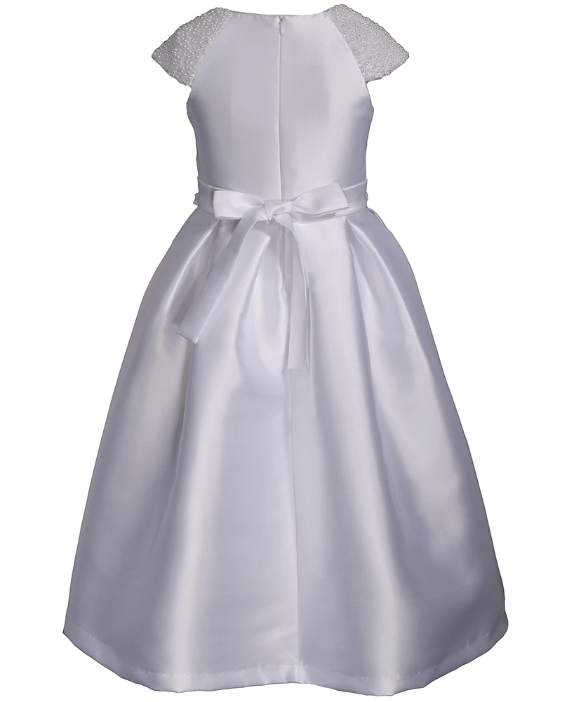 Bonnie Jean Big Girls Short Sleeve Beaded Communion Dress