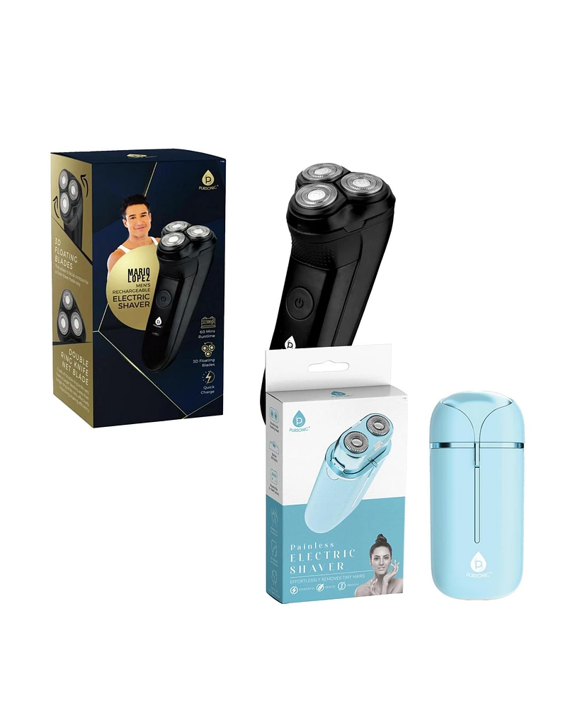 Pursonic Shaving Bundle: Mario Lopez Men's Rechargeable Electric Shaver & Painless Electric Shaver