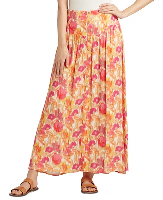 Bcx Juniors' Floral-Print Yoked Maxi Skirt