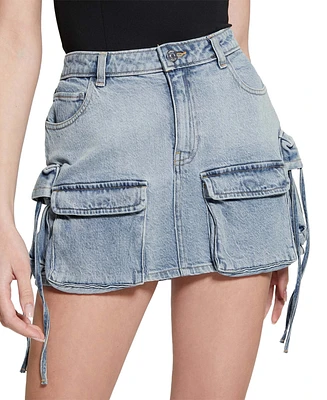 Guess Women's Devon Cargo Denim Mini Skirt