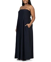 24seven Comfort Apparel Plus Strapless Maxi Dress with Pockets