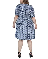 24seven Comfort Apparel Plus Knee Length Elbow Sleeve Dress