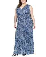 24seven Comfort Apparel Plus V Neck Sleeveless Maxi Dress