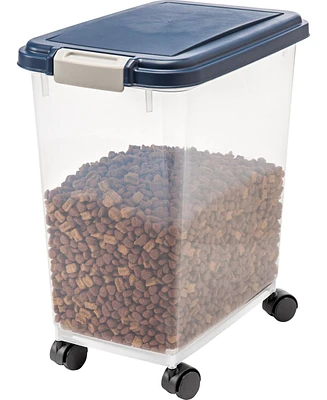 Iris Usa Lbs / Qt WeatherPro Airtight Pet Food Storage Container with Attachable Casters, For Dog Cat Bird and Other Pet Food Storage Bin