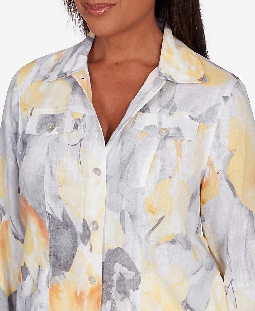 Alfred Dunner Petite Charleston Abstract Watercolor Jacket