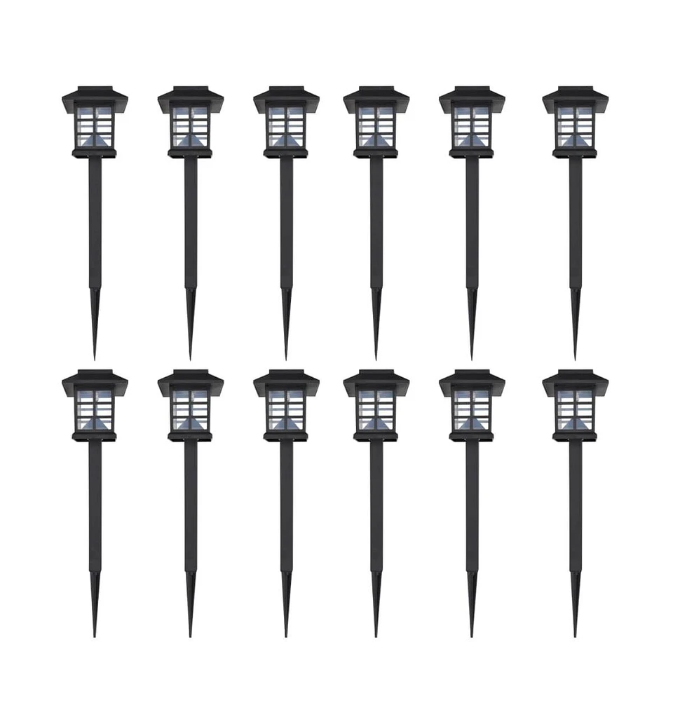 Outdoor Solar Lamp Led Light Set 12 pcs with Spike 3.4"x3.4"x15"