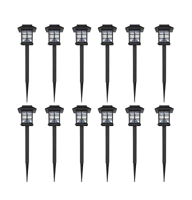 Outdoor Solar Lamp Led Light Set 12 pcs with Spike 3.4"x3.4"x15"