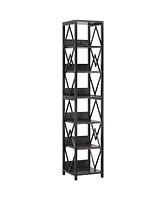 Tribesigns 6-Tier Bookshelf Storage Shelves: 75 Inches Tall Narrow Bookcase with Heavy Duty Metal Frame