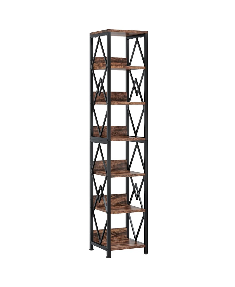 Tribesigns 6-Tier Bookshelf Storage Shelves: 75 Inches Tall Narrow Bookcase with Heavy Duty Metal Frame