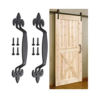 2x 11" Sliding Barn Door Handle Heavy Duty Cast Iron Pull Gate Shed Cabinet Matte Black