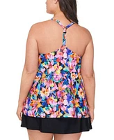 Island Escape Plus Size Floral Print Tankini Top Tummy Control Swim Skirt Created For Macys