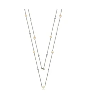 Suzy Levian New York Suzy Levian Sterling Silver Pearl and Cubic Zirconia Station Necklace