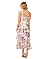 Adrianna Papell Women's Printed Straight-Neck Tiered Chiffon Dress