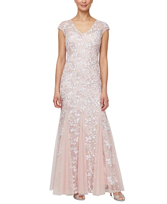Alex Evenings Women's Sequined Embroidered Gown