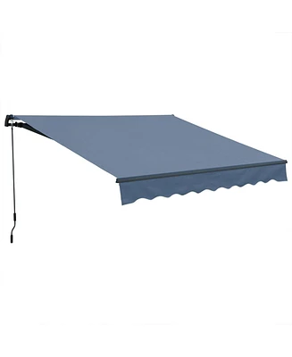 Aoodor 12'x 8' x 5' Retractable Window Awning Sunshade Shelter,Polyester Fabric,with Brackets and Three Wall Bases,fit for Yard, Patio, Do
