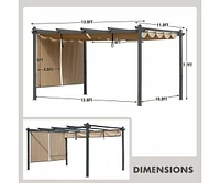 Aoodor Outdoor Pergola 12'x14' Aluminum Patio Pergola with Adjustable Sun Shade Cover and Retractable Canopy