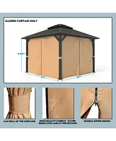 Aoodor 10' x 10' Gazebo Curtain Set Protecting Privacy Side Walls 4 Panels