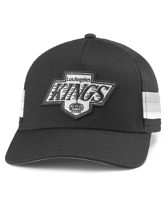 Men's American Needle Black Los Angeles Kings HotFoot Stripes Trucker Adjustable Hat