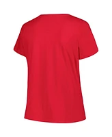 Women's Profile Scarlet Ohio State Buckeyes Plus Arch Over Logo Scoop Neck T-shirt