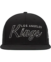 Men's Mitchell & Ness Black Los Angeles Kings Core Team Script 2.0 Snapback Hat