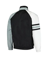 Men's Starter Black, White Chicago Sox Elite Raglan Half-Zip Jacket