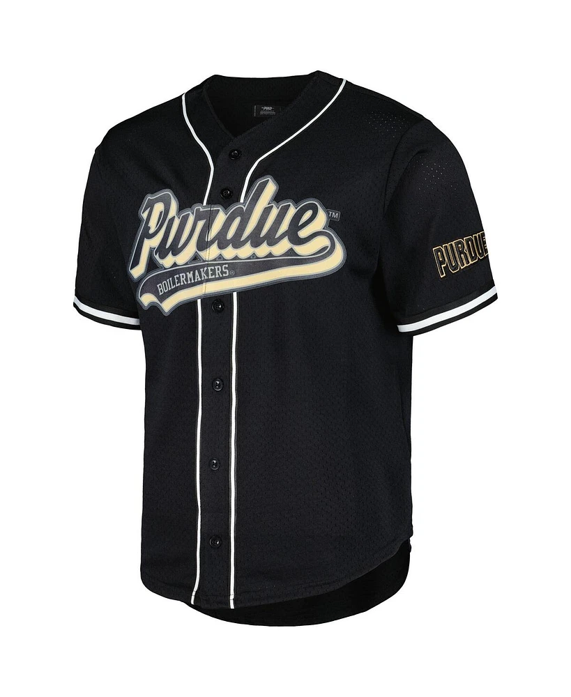 Men's Pro Standard Black Purdue Boilermakers Mesh Full-Button Replica Baseball Jersey