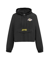 Women's Pro Standard Black Los Angeles Lakers Classic Wind Woven Cropped Half-Zip Jacket
