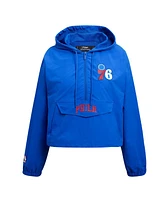 Women's Pro Standard Royal Philadelphia 76ers Classic Wind Woven Cropped Half-Zip Jacket