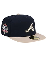 Men's New Era Navy Atlanta Braves Canvas A-Frame 59FIFTY Fitted Hat