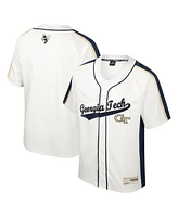 Men's Colosseum Cream Distressed Georgia Tech Yellow Jackets Ruth Button-Up Baseball Jersey