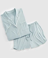 State of Day Women's 2-Pc. Short-Sleeve Notched-Collar Pajama Set Xs-3X