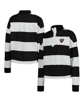 Women's Antigua White D.c. United Radical Rugby Stripe Long Sleeve T-shirt