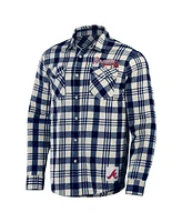 Men's Darius Rucker Collection By Fanatics Navy Atlanta Braves Plaid Flannel Button-Up Shirt