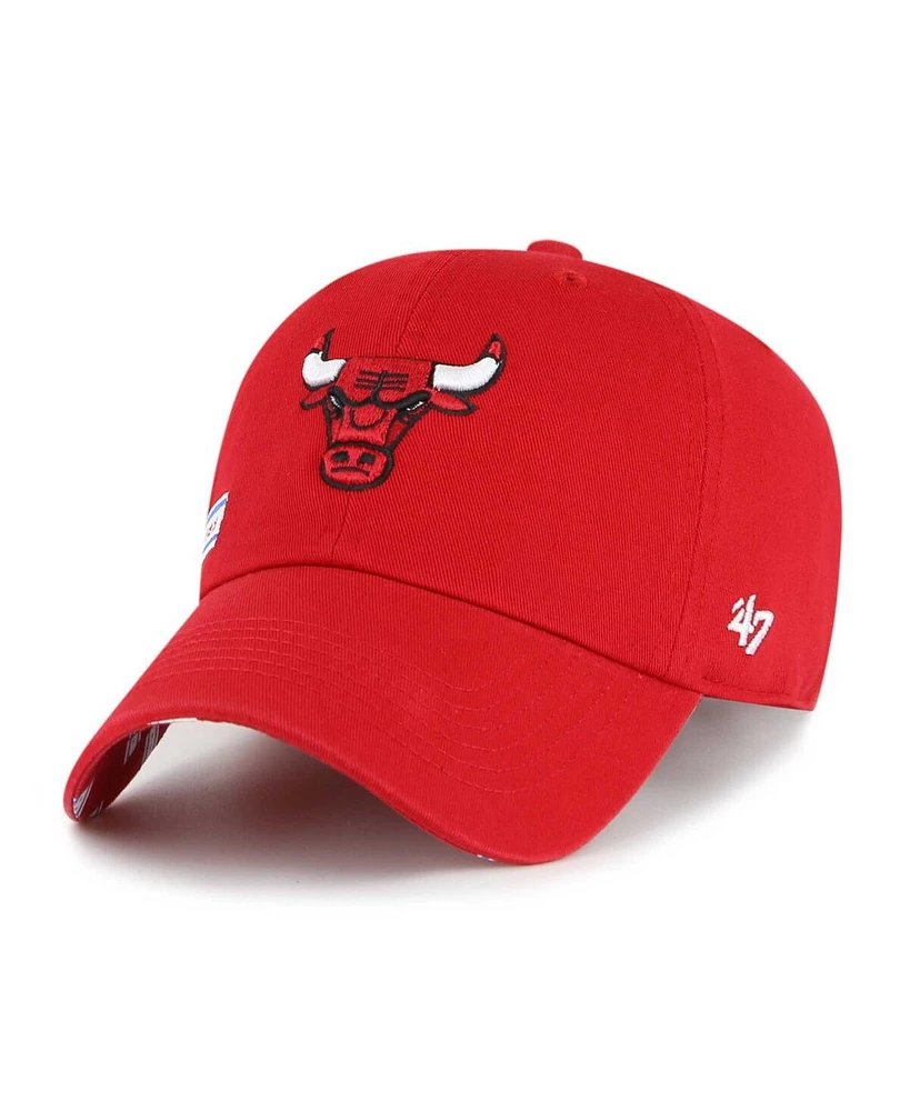 Women's '47 Brand Red Chicago Bulls Confetti Undervisor Clean Up Adjustable Hat