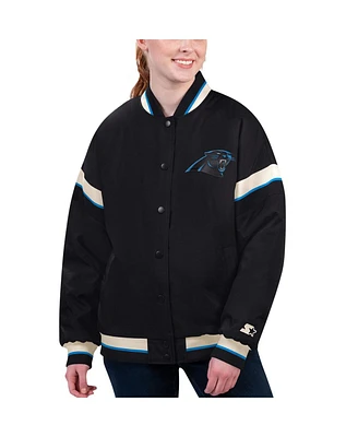 Women's Starter Black Carolina Panthers Tournament Full-Snap Varsity Jacket