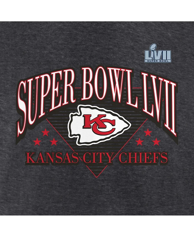 Men's Fanatics Heather Charcoal Kansas City Chiefs Super Bowl Lvii Tri-Blend Triangle Strategy T-shirt