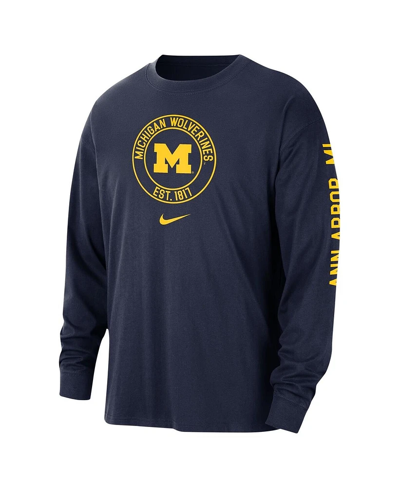 Men's Nike Navy Michigan Wolverines Heritage Max90 Long Sleeve T-shirt